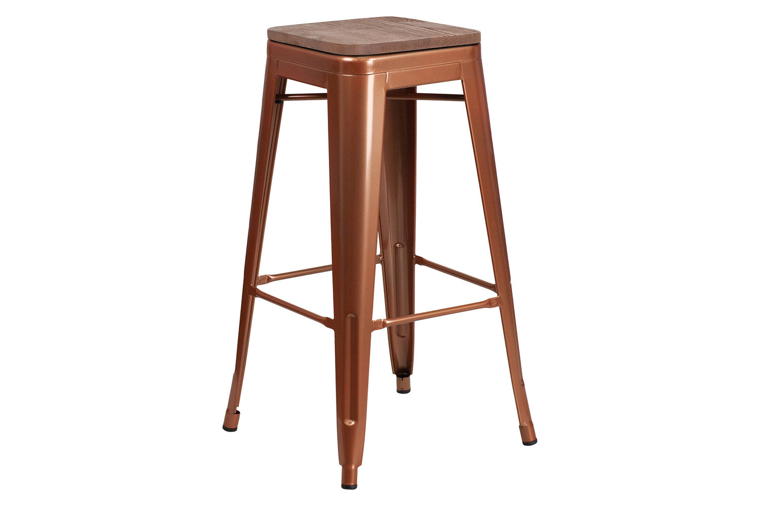 BLNK Murray Backless Bar Stool with Square Wood Seat - Copper