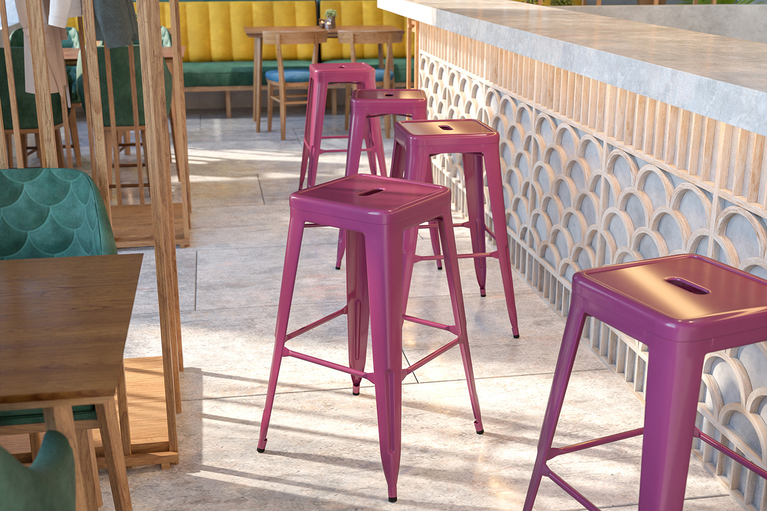 BLNK - Kai Commercial Backless Indoor-Outdoor Bar Stool