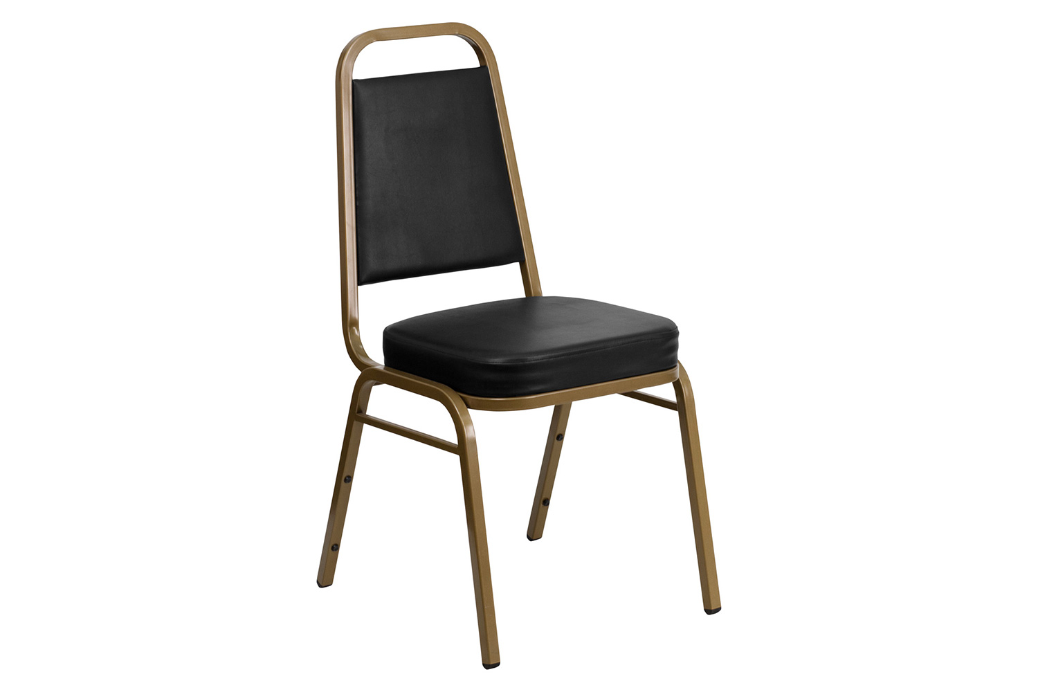 BLNK - HERCULES Series Vinyl Trapezoidal Back Stacking Banquet Chair with Gold Frame