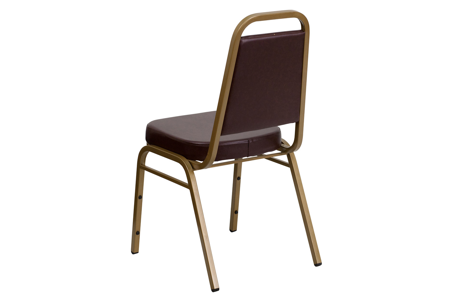 BLNK HERCULES Series Vinyl Trapezoidal Back Stacking Banquet Chair with Gold Frame - Brown