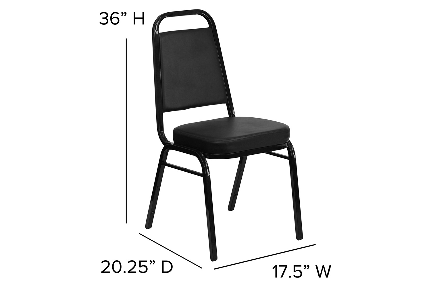 BLNK HERCULES Series Vinyl Trapezoidal Back Stacking Banquet Chair - Black, 36"H