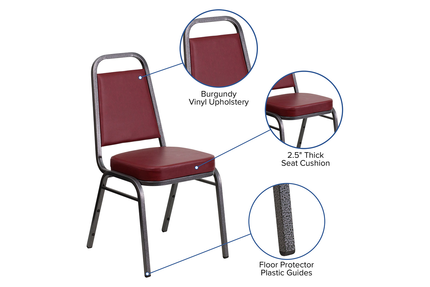 BLNK HERCULES Series Vinyl Trapezoidal Back Stacking Banquet Chair - Burgundy, 36"H