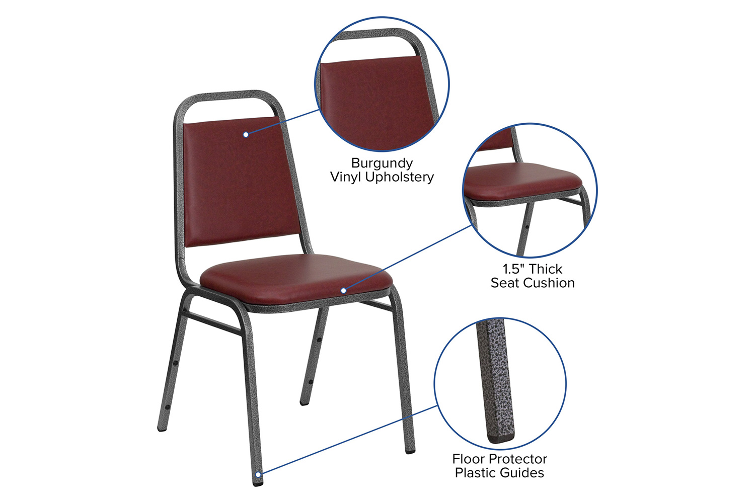 BLNK HERCULES Series Vinyl Trapezoidal Back Stacking Banquet Chair - Burgundy, 34"H