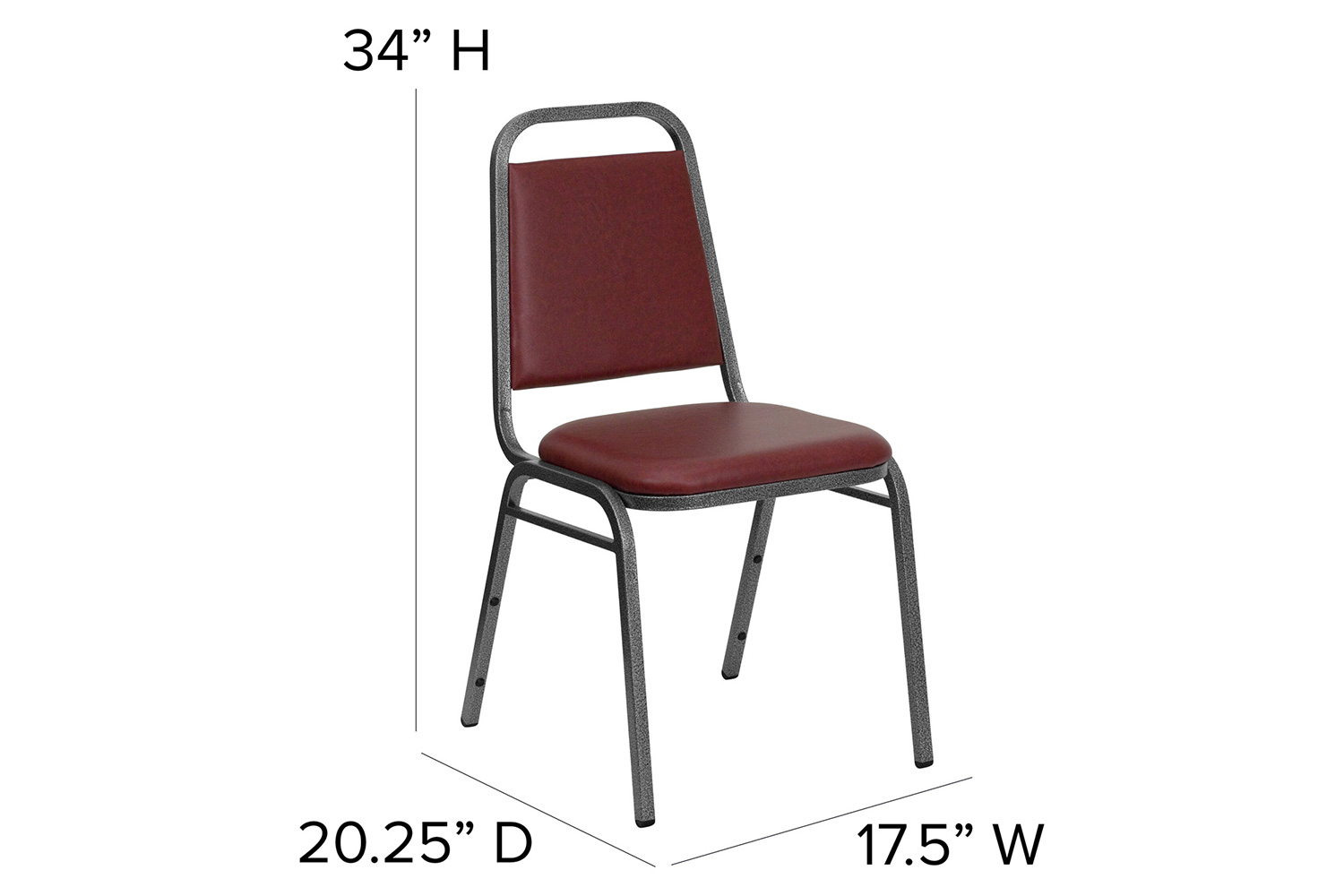 BLNK HERCULES Series Vinyl Trapezoidal Back Stacking Banquet Chair - Burgundy, 34"H