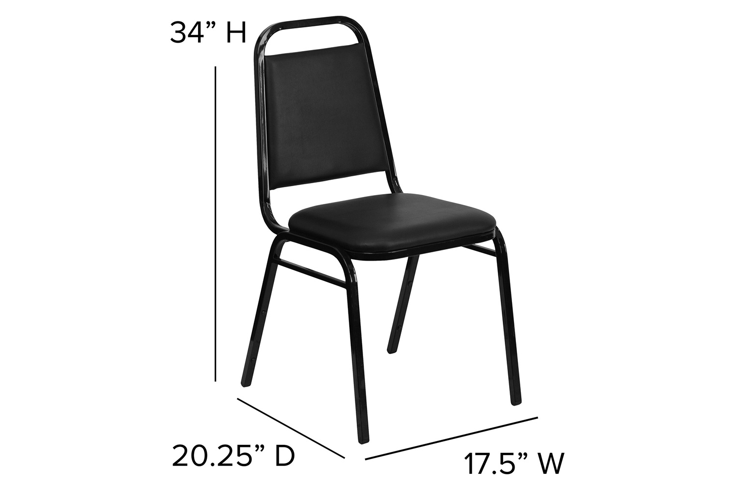 BLNK HERCULES Series Vinyl Trapezoidal Back Stacking Banquet Chair - Black, 34"H