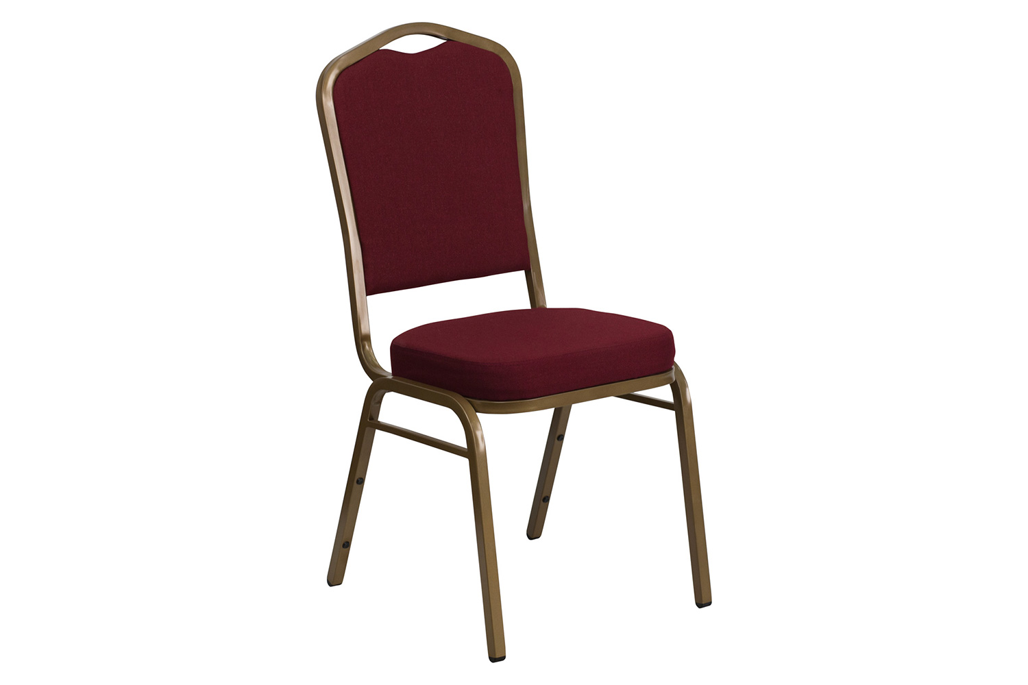 BLNK HERCULES Series Fabric Crown Back Stacking Banquet Chair with Gold Frame - Burgundy