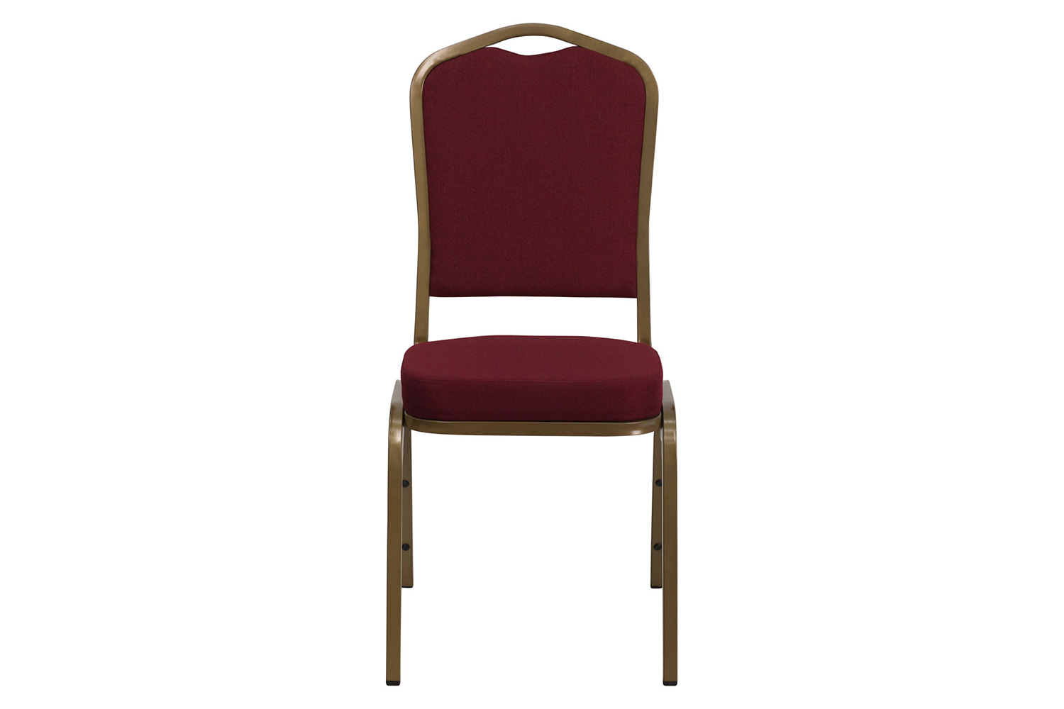 BLNK HERCULES Series Fabric Crown Back Stacking Banquet Chair with Gold Frame - Burgundy
