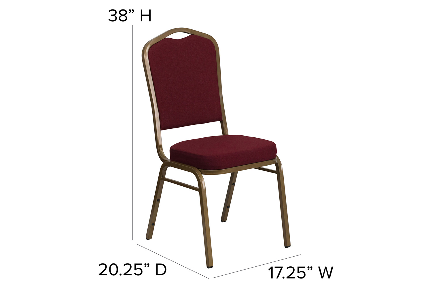BLNK HERCULES Series Fabric Crown Back Stacking Banquet Chair with Gold Frame - Burgundy
