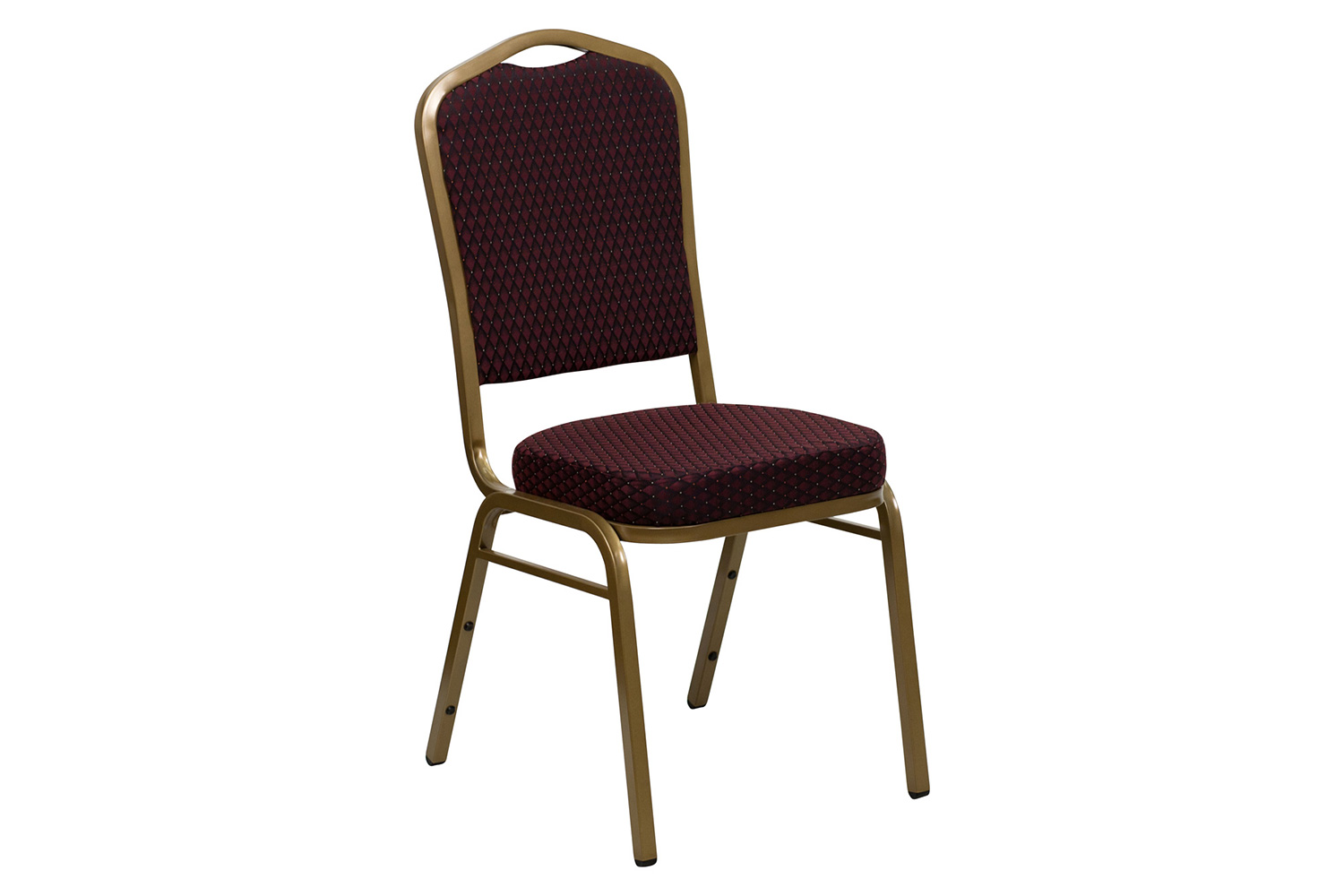 BLNK HERCULES Series Fabric Crown Back Stacking Banquet Chair with Gold Frame - Burgundy Patterned