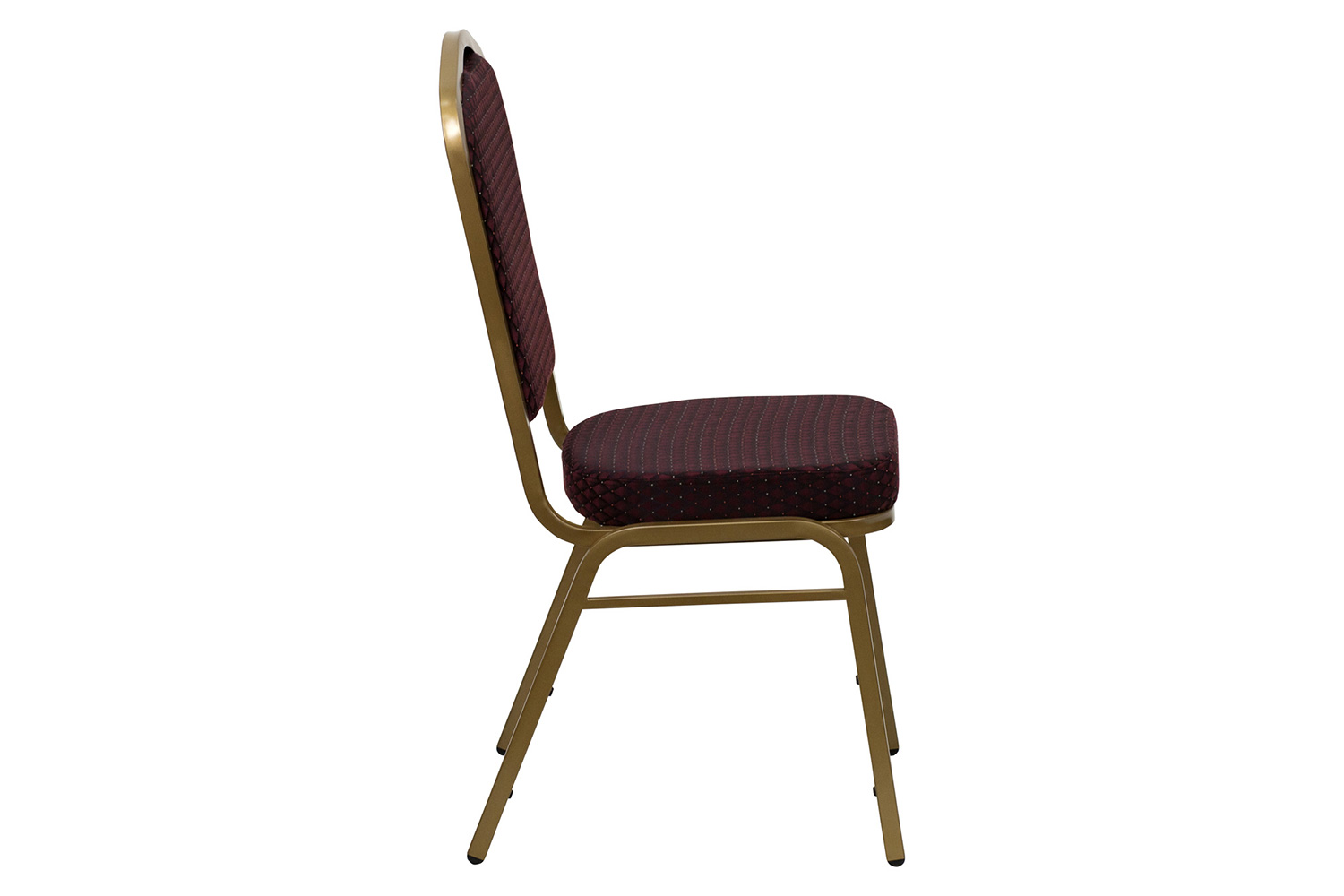 BLNK HERCULES Series Fabric Crown Back Stacking Banquet Chair with Gold Frame - Burgundy Patterned