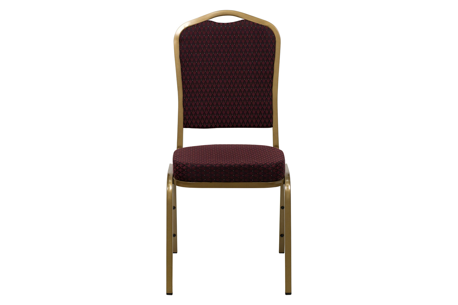 BLNK HERCULES Series Fabric Crown Back Stacking Banquet Chair with Gold Frame - Burgundy Patterned