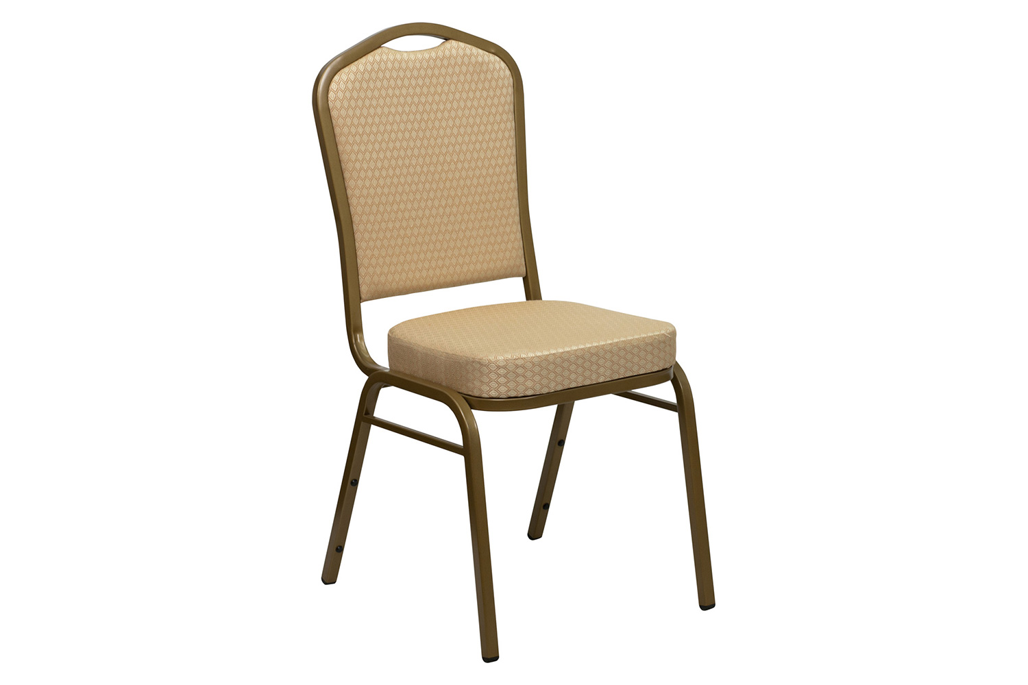 BLNK HERCULES Series Fabric Crown Back Stacking Banquet Chair with Gold Frame - Beige Patterned