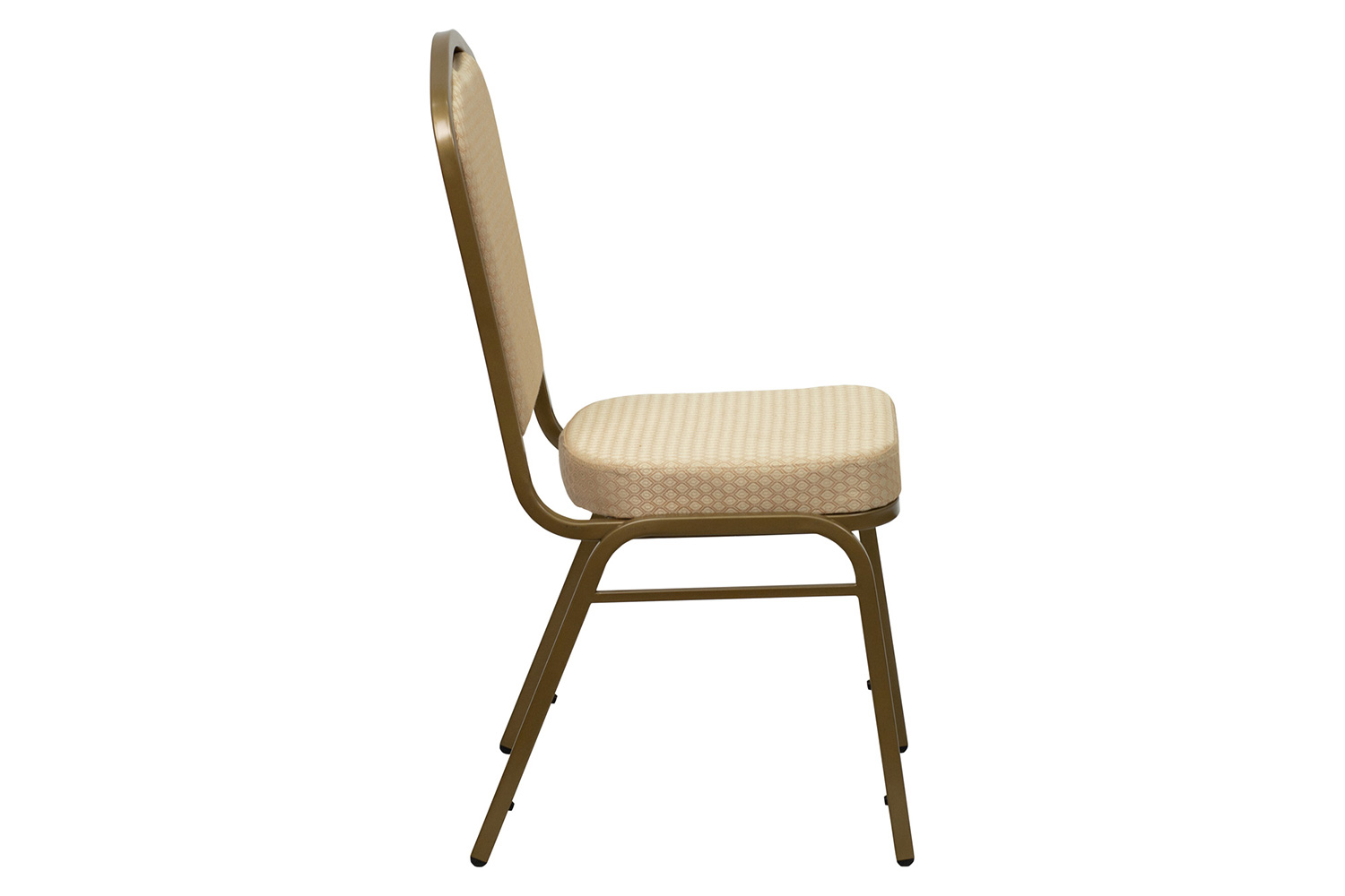 BLNK HERCULES Series Fabric Crown Back Stacking Banquet Chair with Gold Frame - Beige Patterned