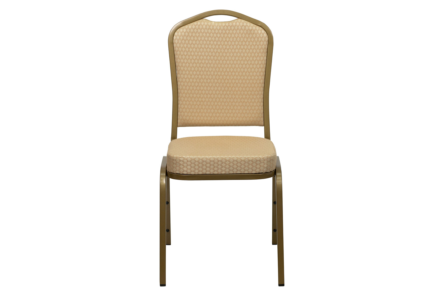 BLNK HERCULES Series Fabric Crown Back Stacking Banquet Chair with Gold Frame - Beige Patterned