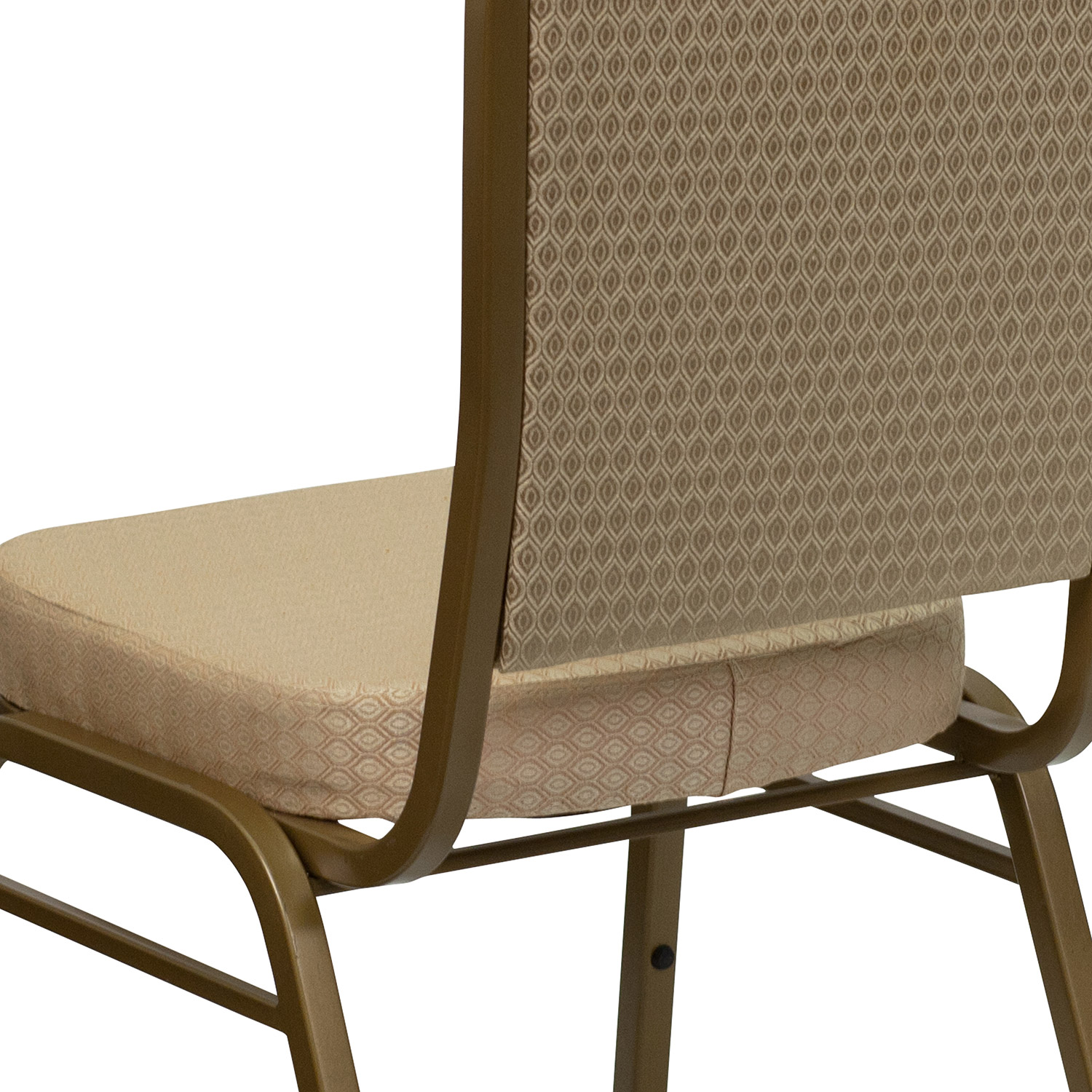 BLNK HERCULES Series Fabric Crown Back Stacking Banquet Chair with Gold Frame - Beige Patterned