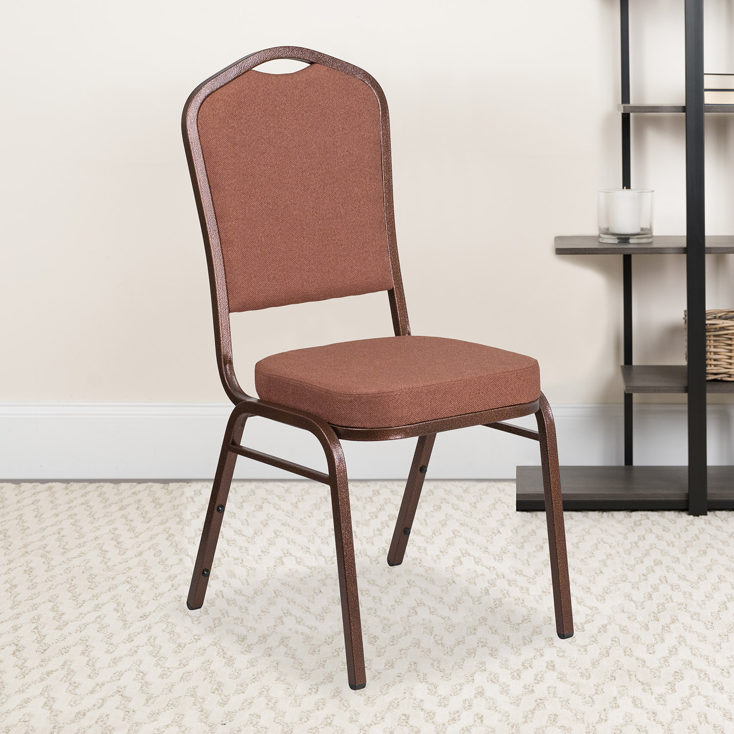BLNK - HERCULES Series Fabric Crown Back Stacking Banquet Chair with Copper Vein Frame