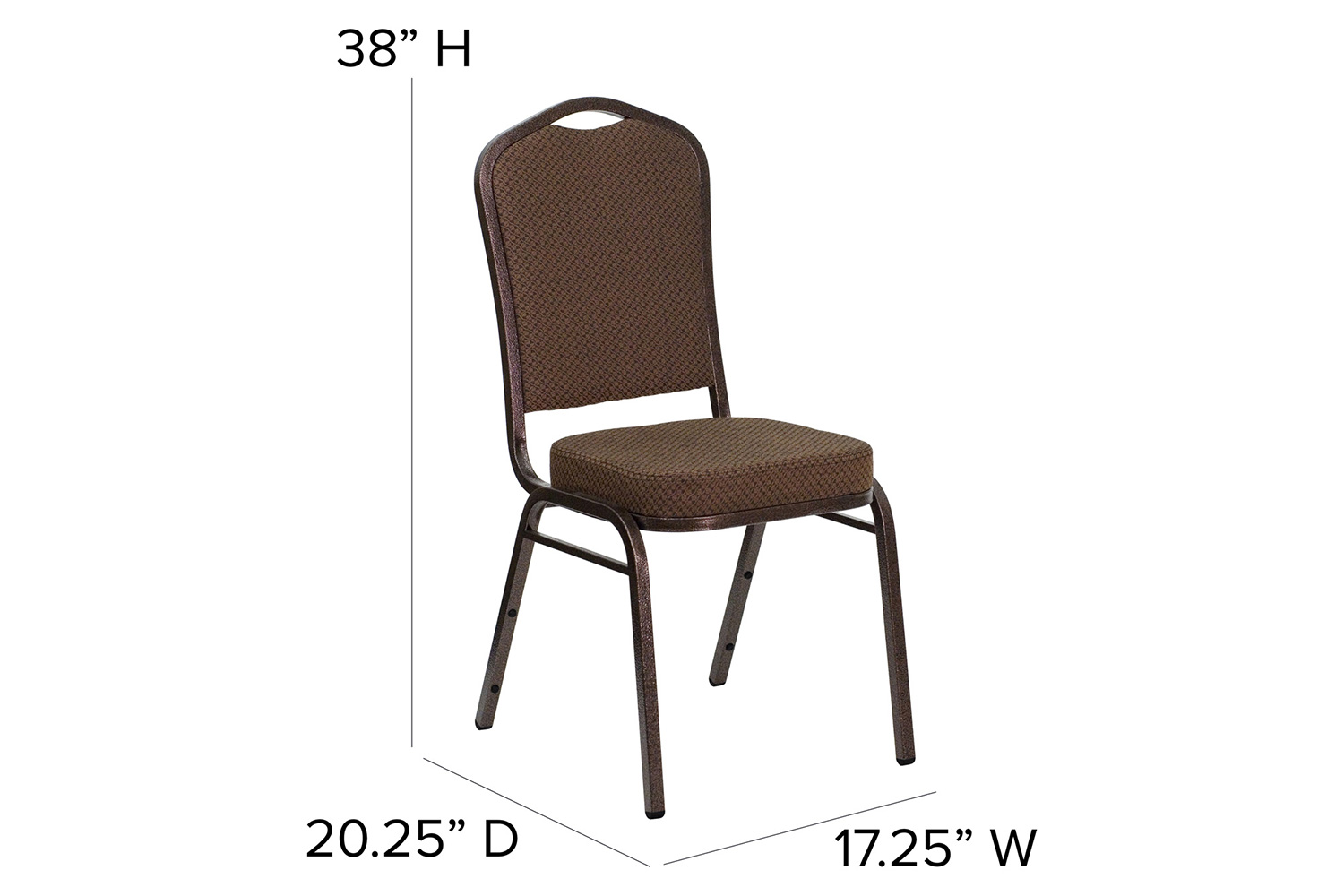 BLNK HERCULES Series Fabric Crown Back Stacking Banquet Chair with Copper Vein Frame - Brown Patterned