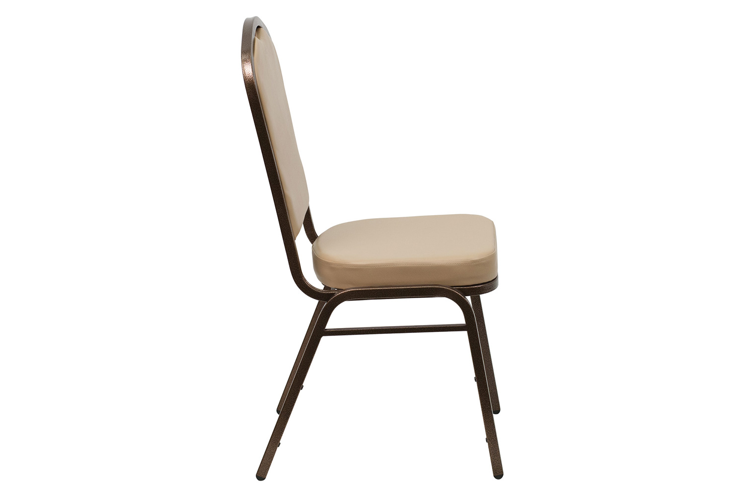 BLNK HERCULES Series Vinyl Crown Back Stacking Banquet Chair with Copper Vein Frame - Tan