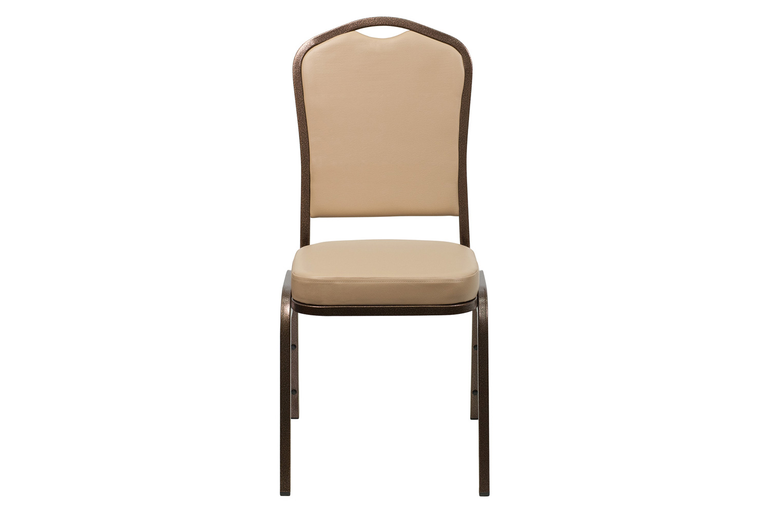BLNK HERCULES Series Vinyl Crown Back Stacking Banquet Chair with Copper Vein Frame - Tan