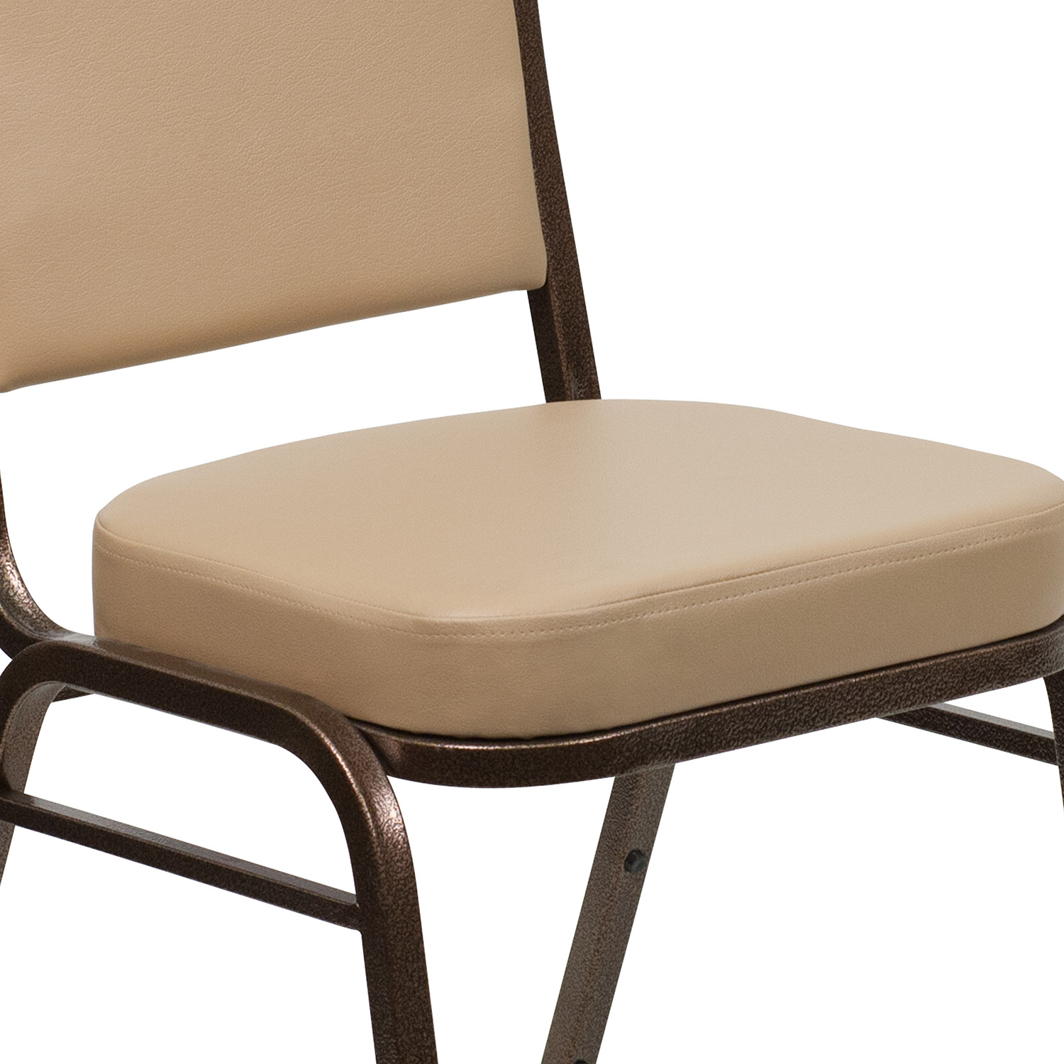 BLNK HERCULES Series Vinyl Crown Back Stacking Banquet Chair with Copper Vein Frame - Tan