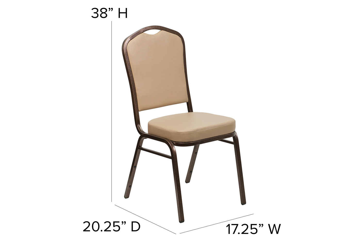 BLNK HERCULES Series Vinyl Crown Back Stacking Banquet Chair with Copper Vein Frame - Tan