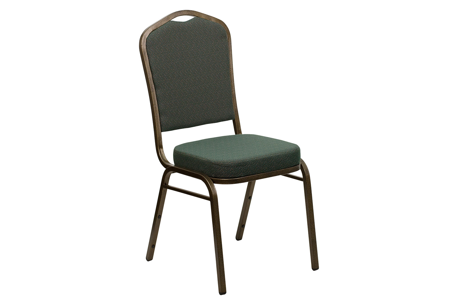 BLNK HERCULES Series Fabric Crown Back Stacking Banquet Chair with Gold Vein Frame - Green Patterned