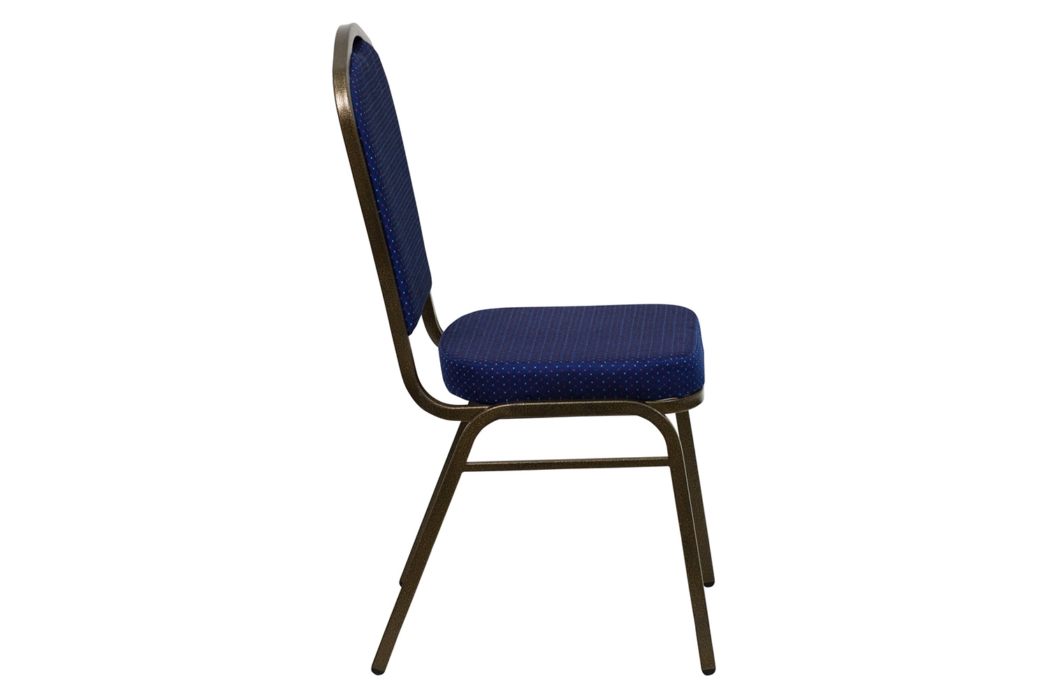 BLNK HERCULES Series Fabric Crown Back Stacking Banquet Chair with Gold Vein Frame - Navy Blue Patterned