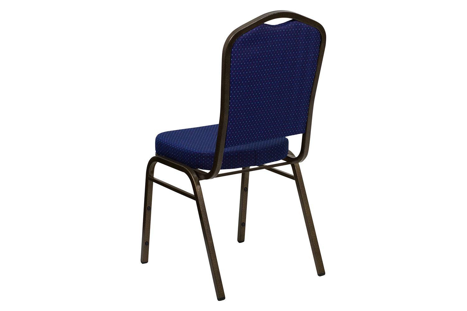 BLNK HERCULES Series Fabric Crown Back Stacking Banquet Chair with Gold Vein Frame - Navy Blue Patterned