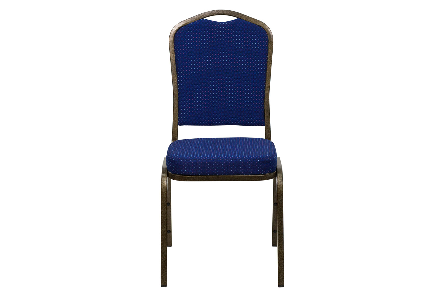 BLNK HERCULES Series Fabric Crown Back Stacking Banquet Chair with Gold Vein Frame - Navy Blue Patterned