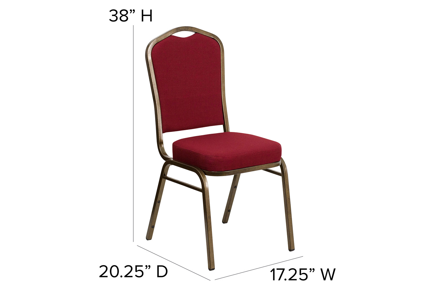 BLNK HERCULES Series Fabric Crown Back Stacking Banquet Chair with Gold Vein Frame - Burgundy