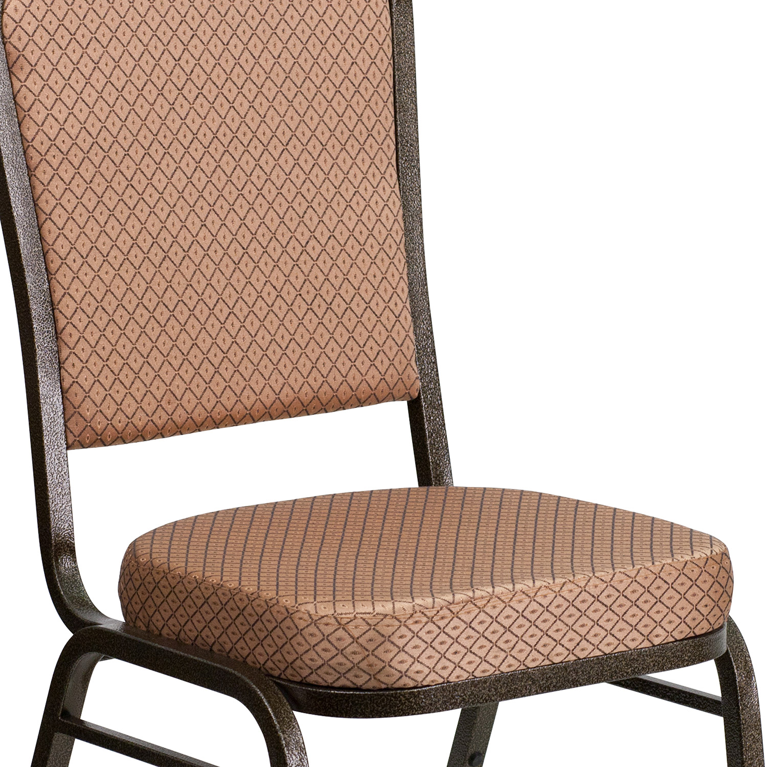 BLNK HERCULES Series Fabric Crown Back Stacking Banquet Chair with Gold Vein Frame - Gold Diamond Patterned