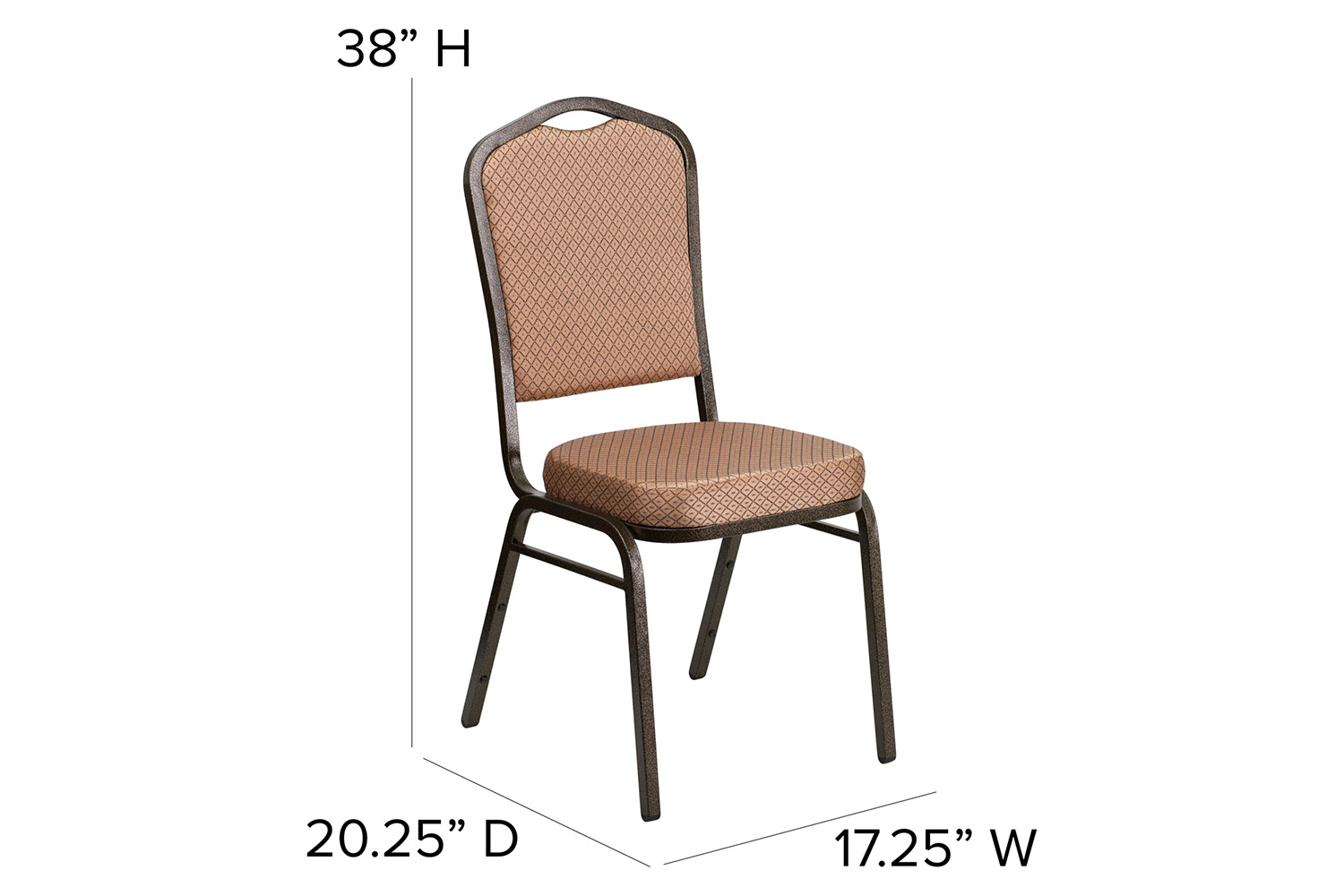 BLNK HERCULES Series Fabric Crown Back Stacking Banquet Chair with Gold Vein Frame - Gold Diamond Patterned