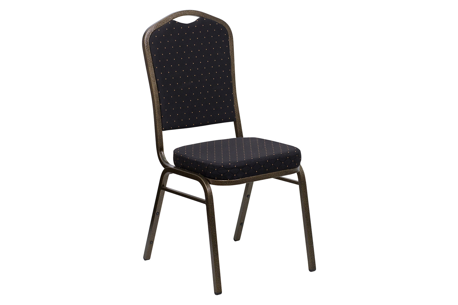 BLNK HERCULES Series Fabric Crown Back Stacking Banquet Chair with Gold Vein Frame - Black Patterned