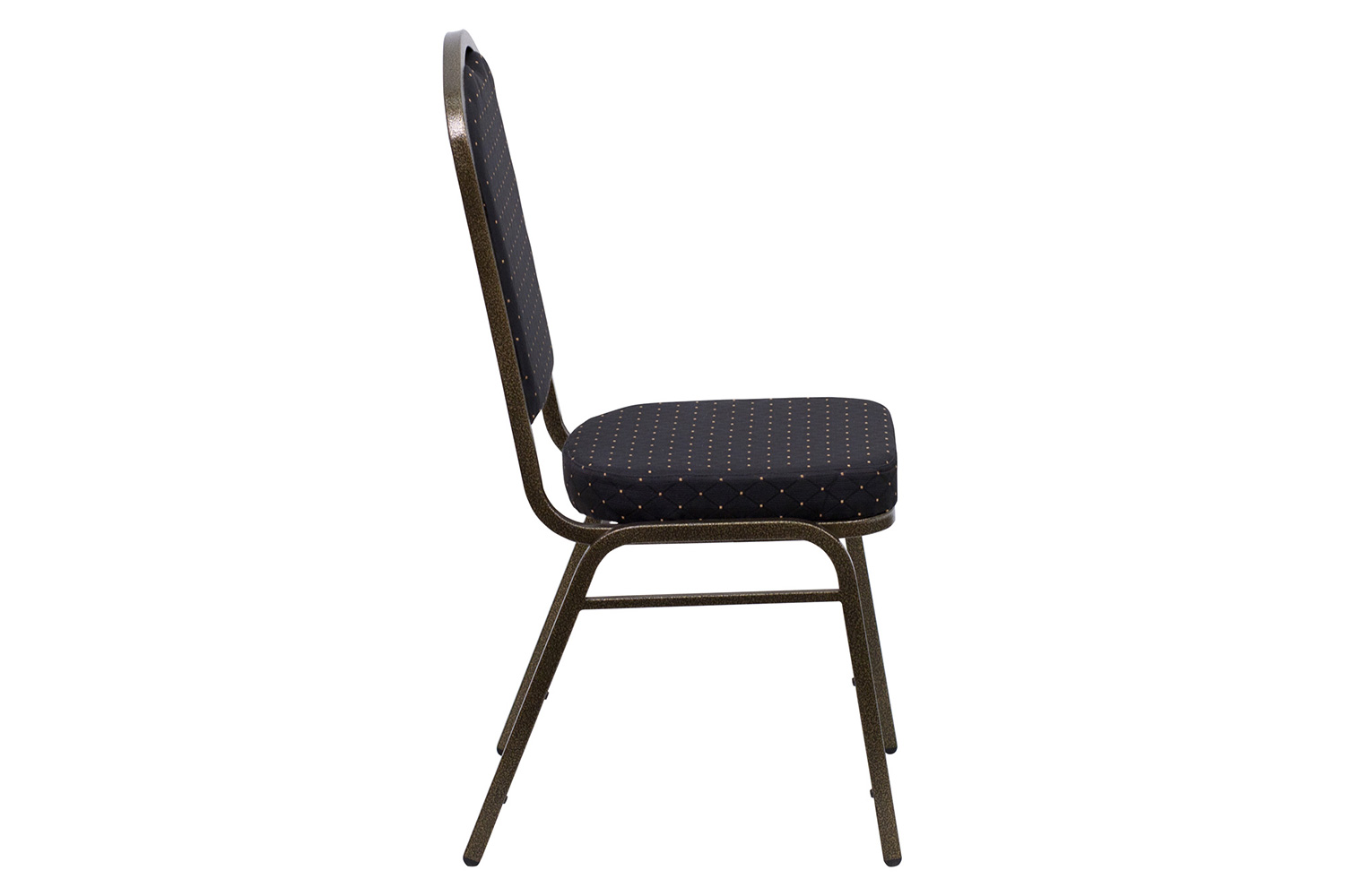BLNK HERCULES Series Fabric Crown Back Stacking Banquet Chair with Gold Vein Frame - Black Patterned