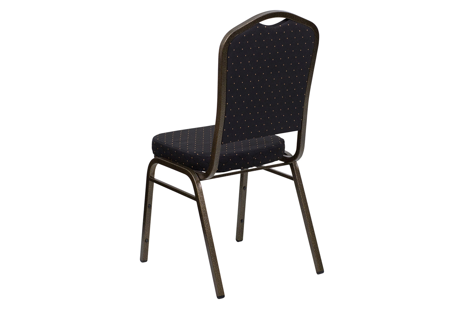 BLNK HERCULES Series Fabric Crown Back Stacking Banquet Chair with Gold Vein Frame - Black Patterned