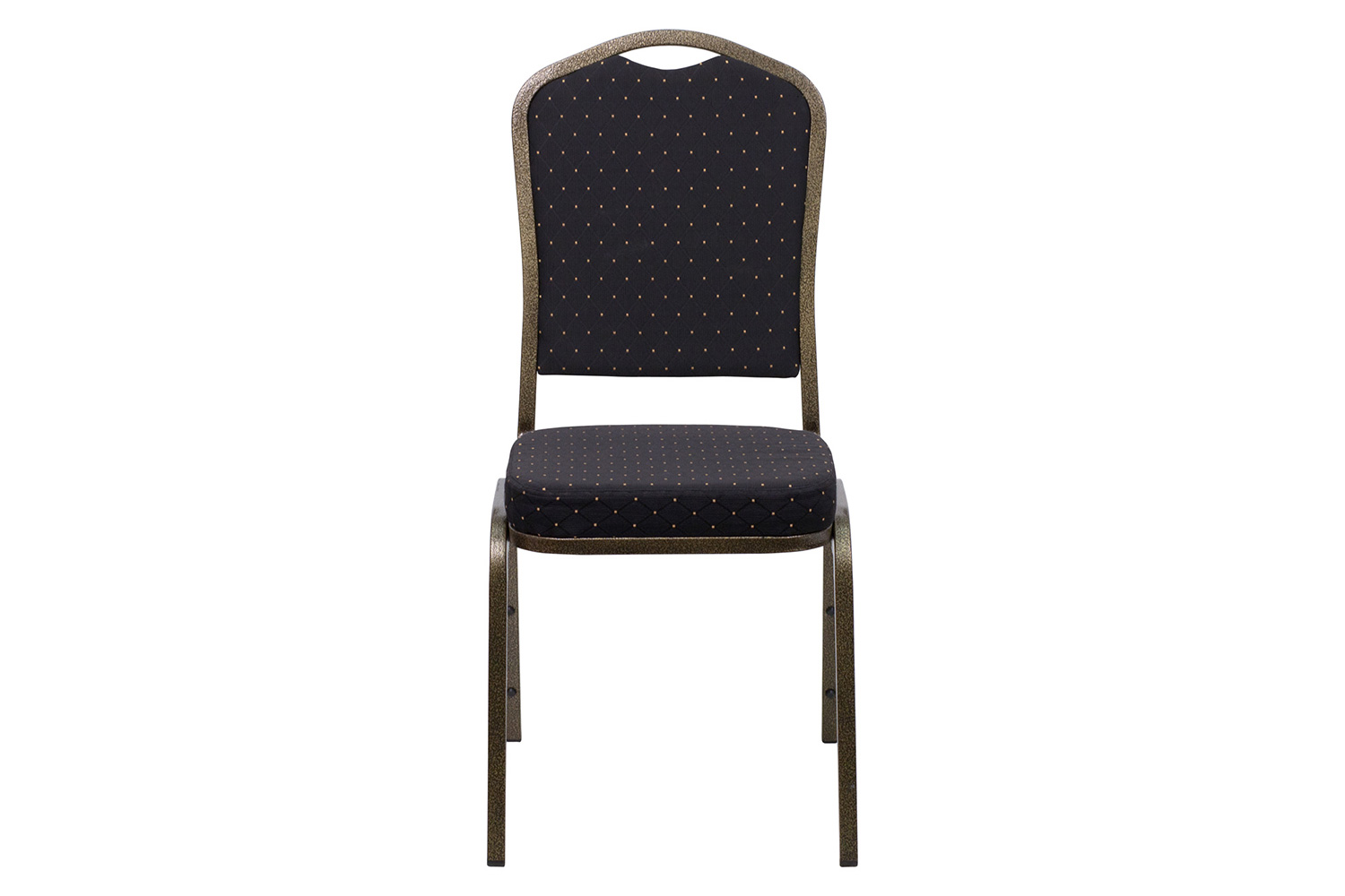 BLNK HERCULES Series Fabric Crown Back Stacking Banquet Chair with Gold Vein Frame - Black Patterned