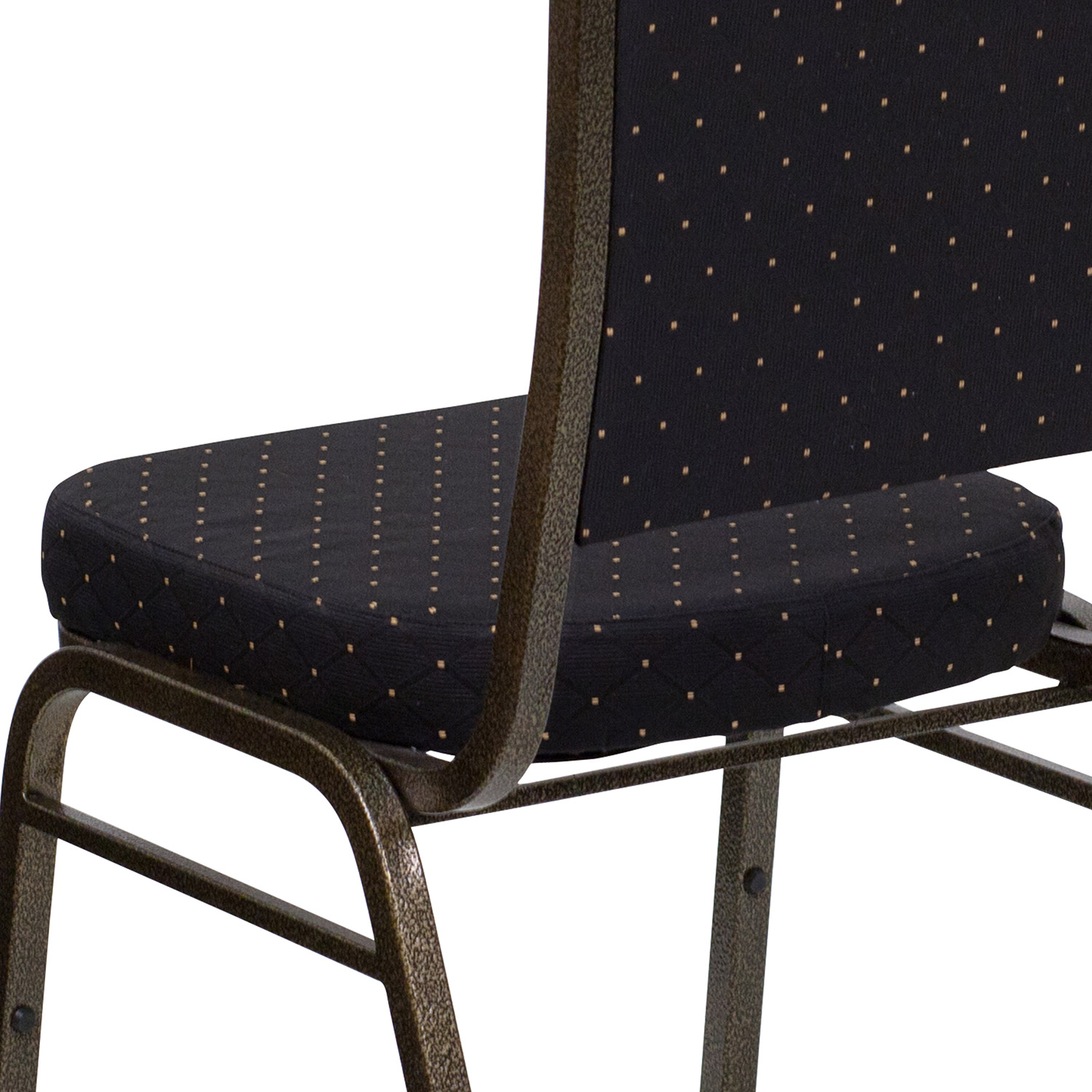 BLNK HERCULES Series Fabric Crown Back Stacking Banquet Chair with Gold Vein Frame - Black Patterned