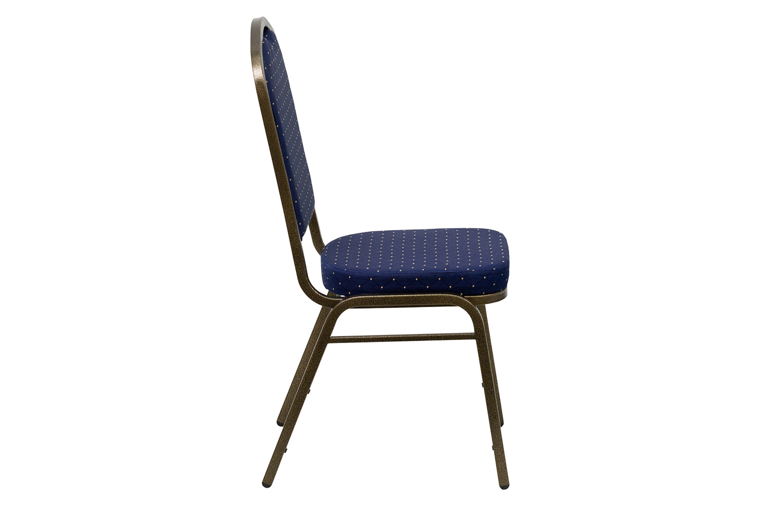 BLNK HERCULES Series Fabric Crown Back Stacking Banquet Chair with Gold Vein Frame - Navy Blue Dot Patterned