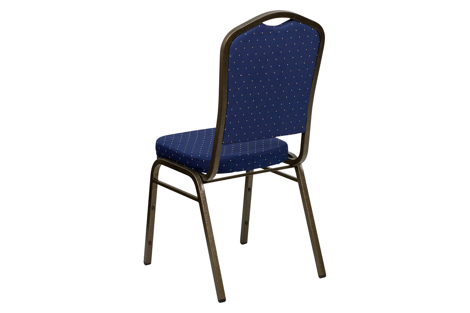 BLNK HERCULES Series Fabric Crown Back Stacking Banquet Chair with Gold Vein Frame - Navy Blue Dot Patterned