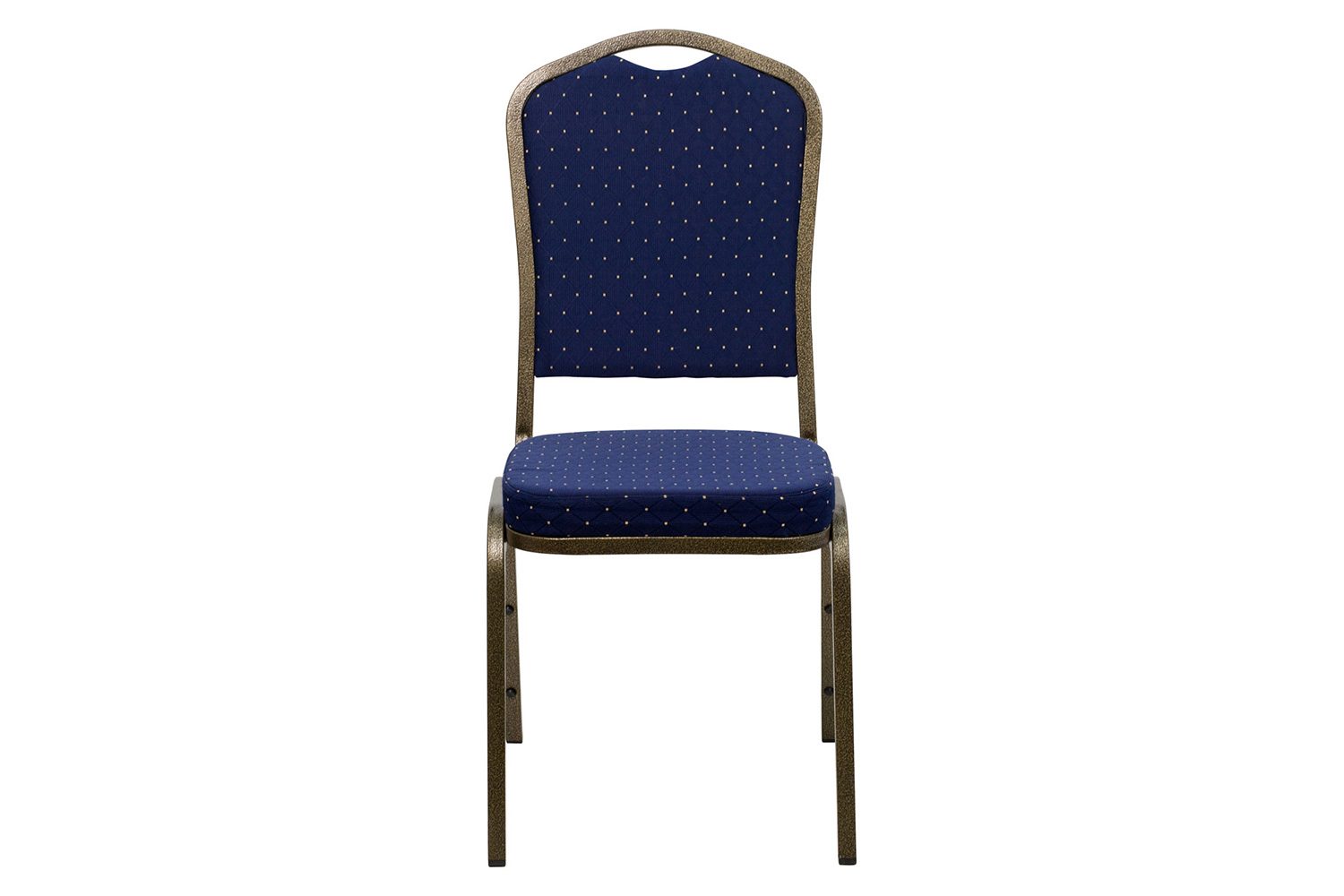 BLNK HERCULES Series Fabric Crown Back Stacking Banquet Chair with Gold Vein Frame - Navy Blue Dot Patterned