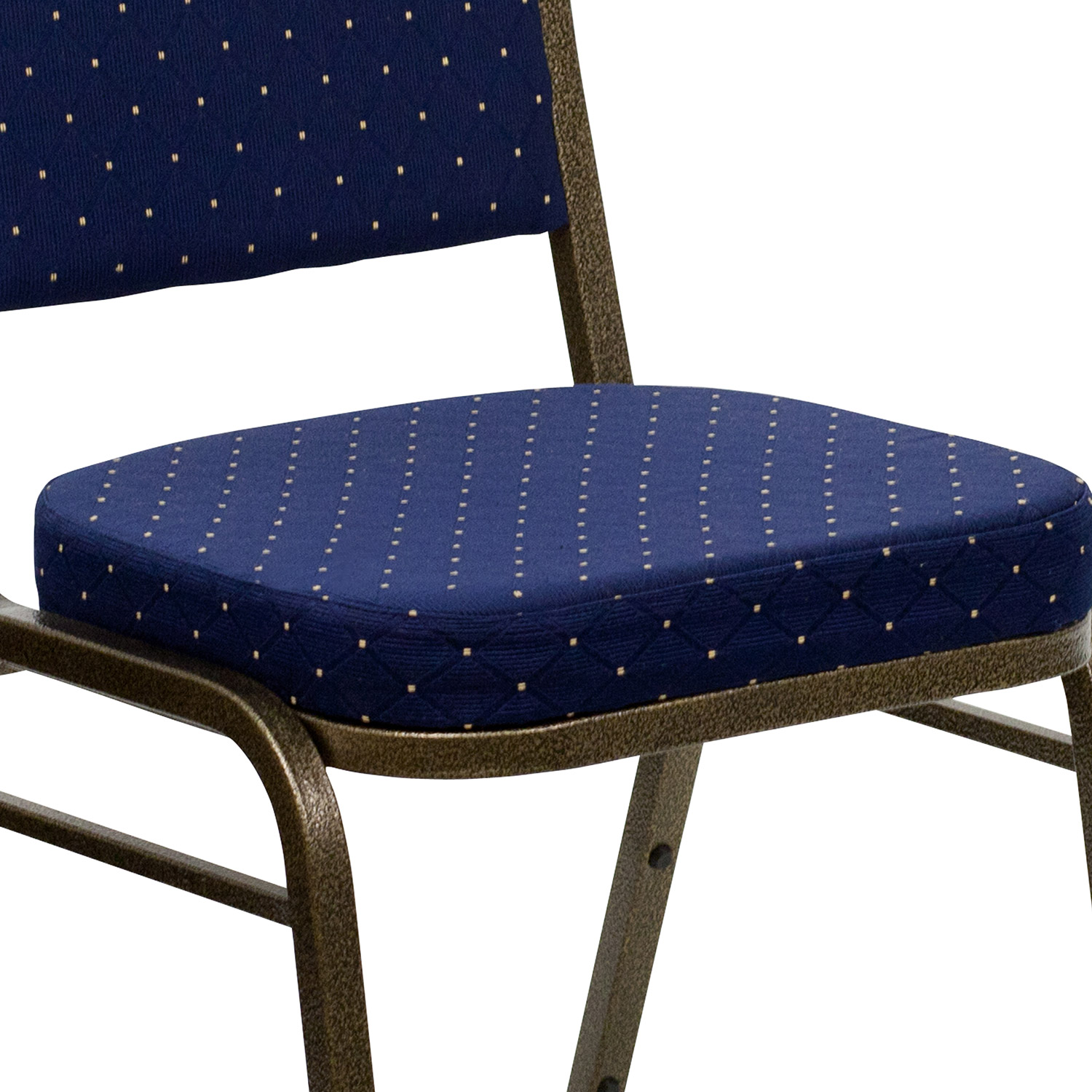 BLNK HERCULES Series Fabric Crown Back Stacking Banquet Chair with Gold Vein Frame - Navy Blue Dot Patterned