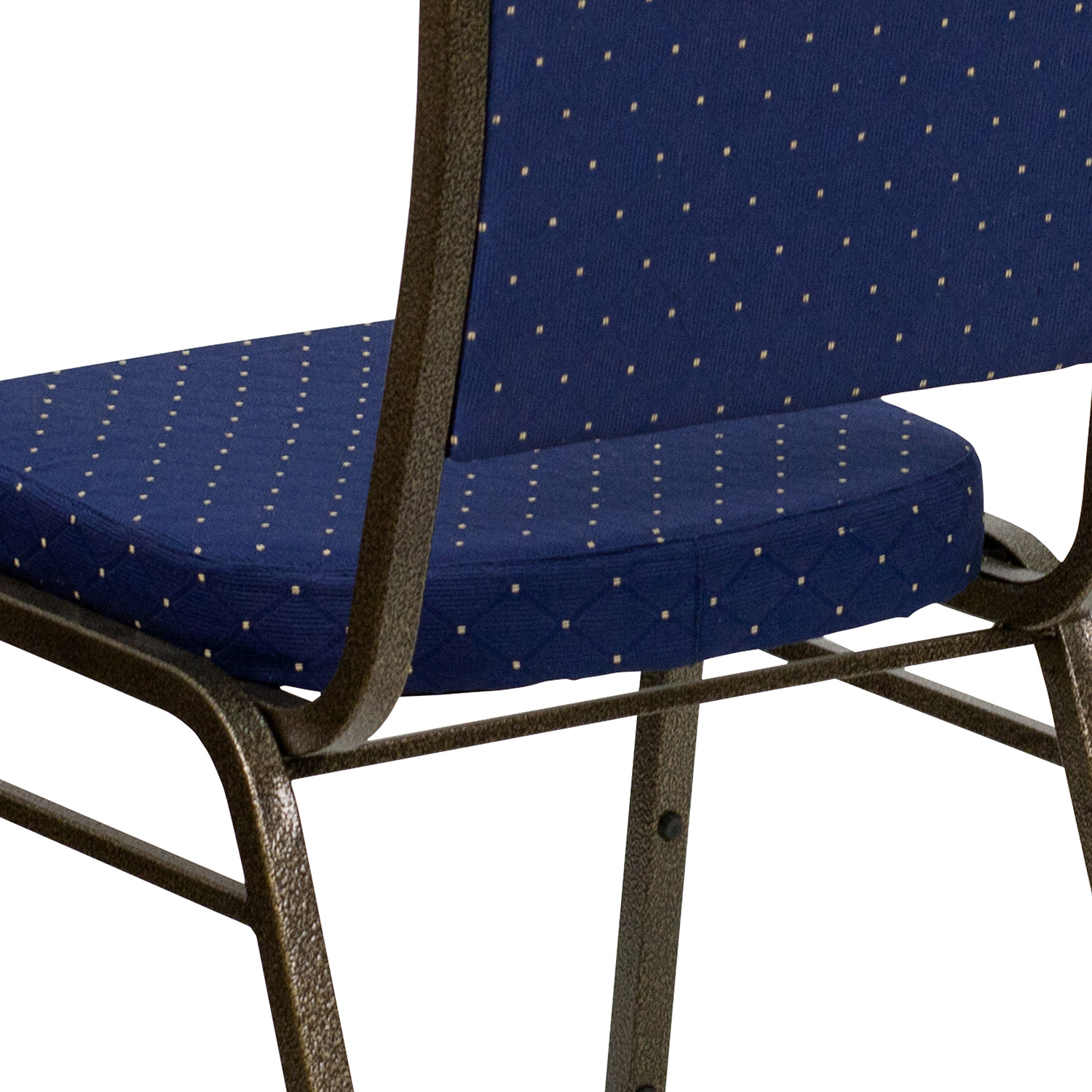 BLNK HERCULES Series Fabric Crown Back Stacking Banquet Chair with Gold Vein Frame - Navy Blue Dot Patterned