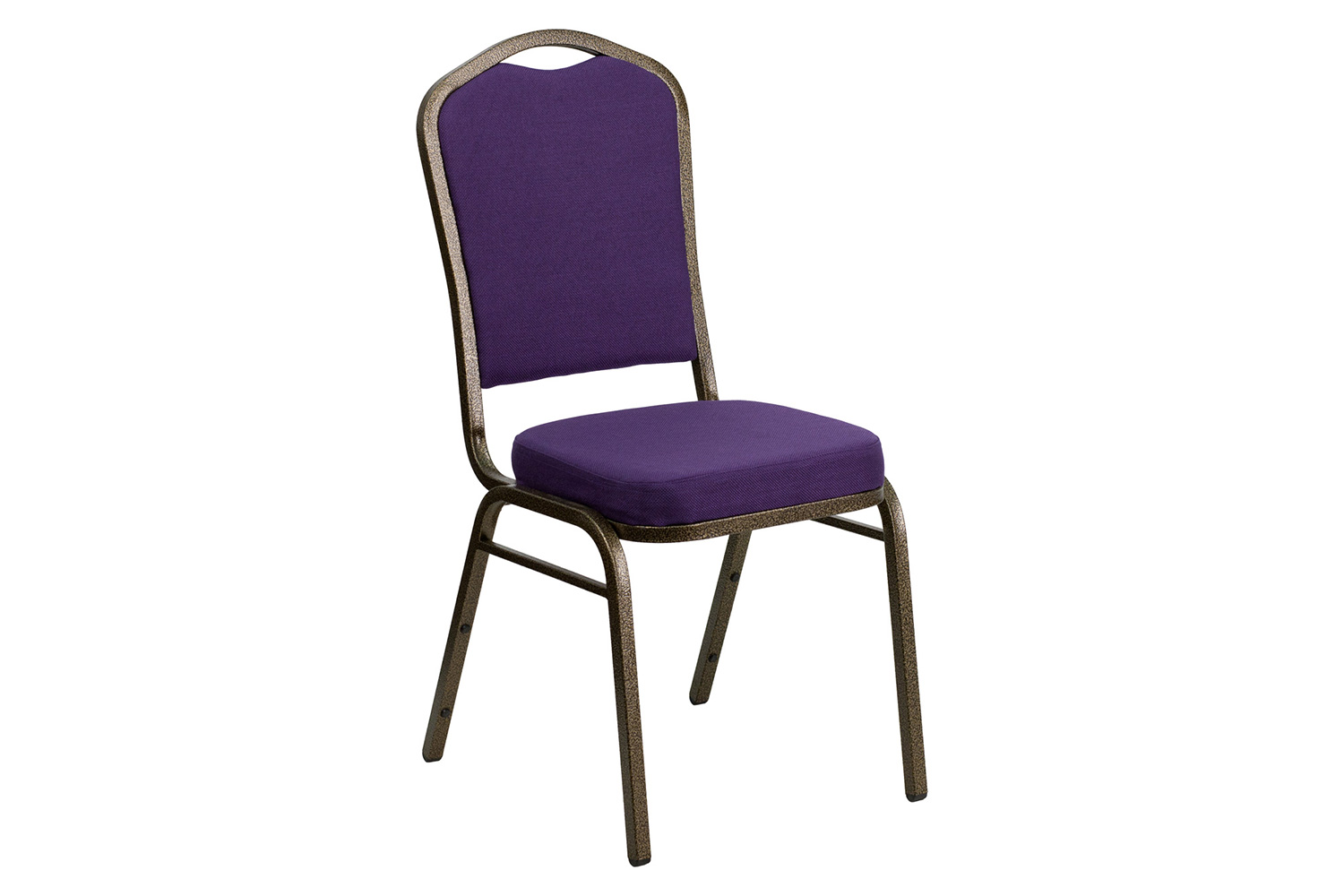 BLNK HERCULES Series Fabric Crown Back Stacking Banquet Chair with Gold Vein Frame - Purple