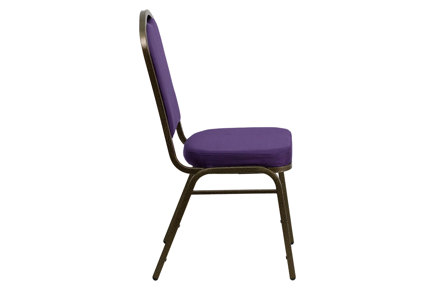 BLNK HERCULES Series Fabric Crown Back Stacking Banquet Chair with Gold Vein Frame - Purple