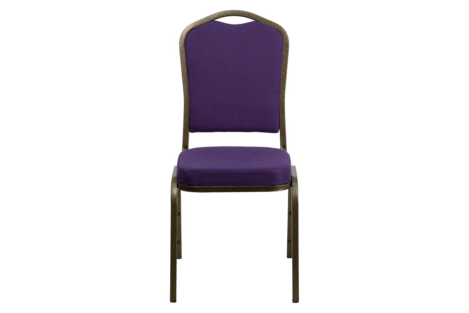 BLNK HERCULES Series Fabric Crown Back Stacking Banquet Chair with Gold Vein Frame - Purple