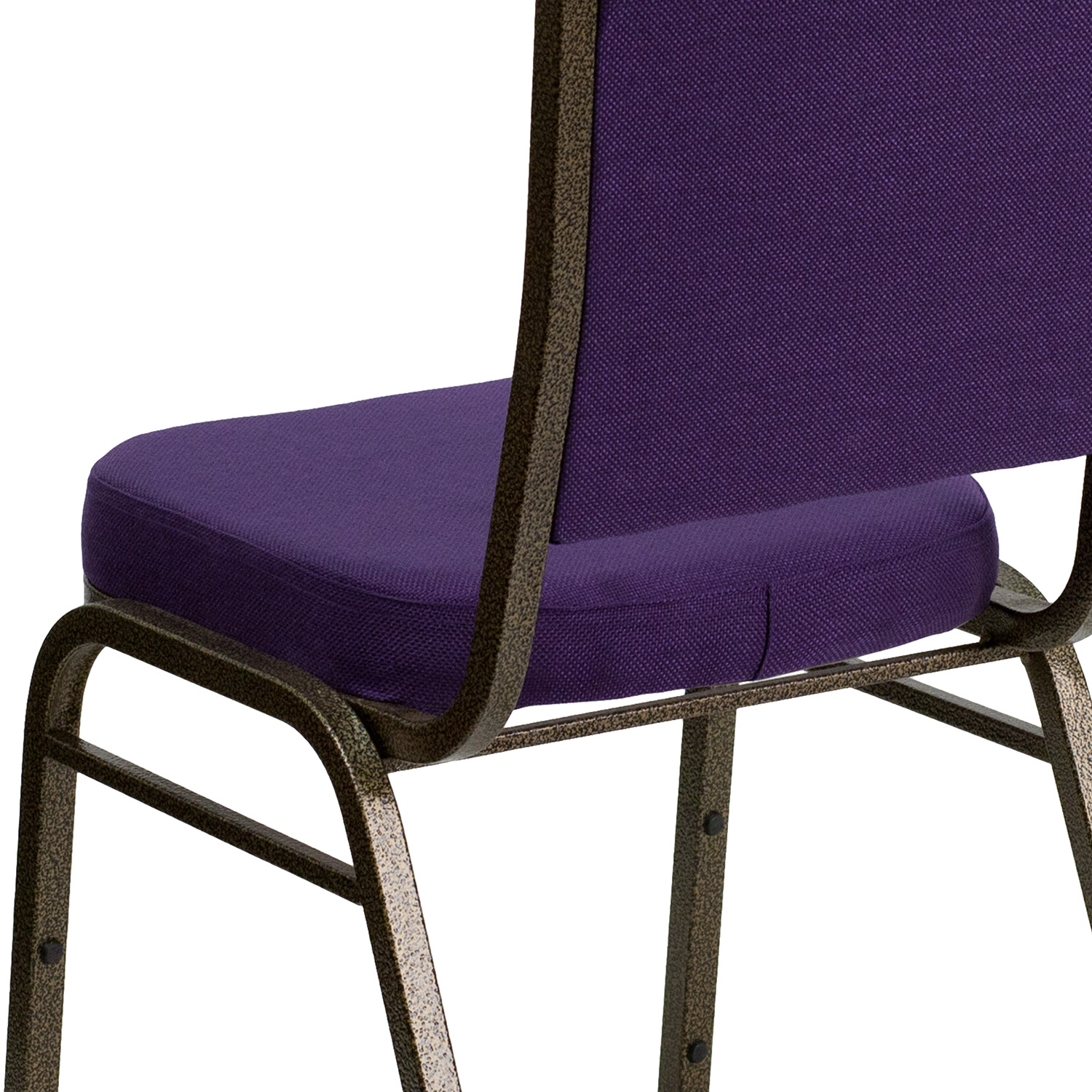 BLNK HERCULES Series Fabric Crown Back Stacking Banquet Chair with Gold Vein Frame - Purple