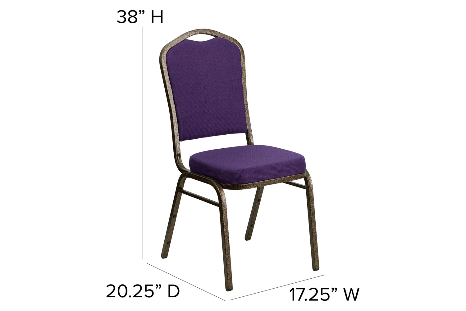 BLNK HERCULES Series Fabric Crown Back Stacking Banquet Chair with Gold Vein Frame - Purple