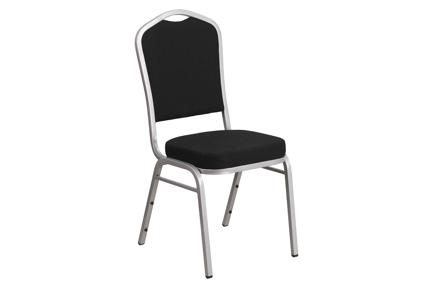 BLNK HERCULES Series Fabric Crown Back Stacking Banquet Chair with Silver Frame - Black