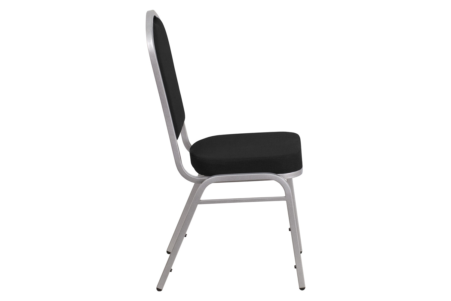 BLNK HERCULES Series Fabric Crown Back Stacking Banquet Chair with Silver Frame - Black