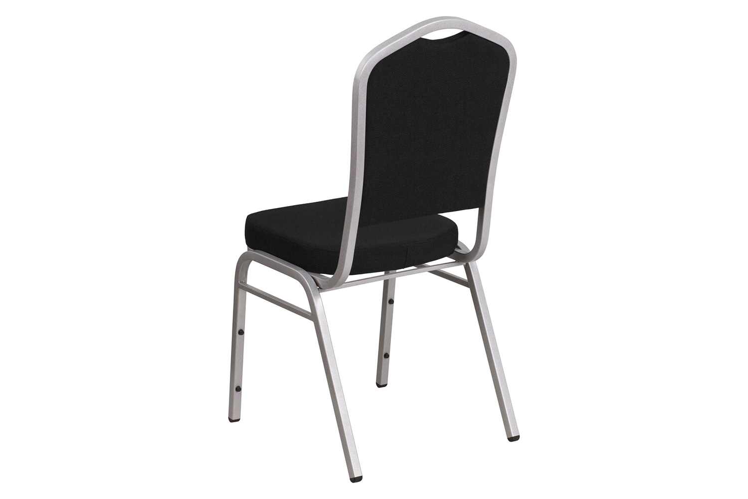 BLNK HERCULES Series Fabric Crown Back Stacking Banquet Chair with Silver Frame - Black